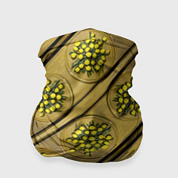 Бандана-труба Лютики-цветочки деревянная текстура, цвет: 3D-принт