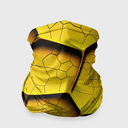 Бандана-труба Желтые шестиугольники с трещинами - объемная текст, цвет: 3D-принт