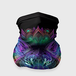Бандана-труба Разноцветный неоновый лев, цвет: 3D-принт