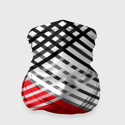 Бандана-труба Косые черно-белые полосы на красном, цвет: 3D-принт