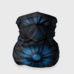 Бандана-труба Калейдоскопные черные и синие узоры, цвет: 3D-принт