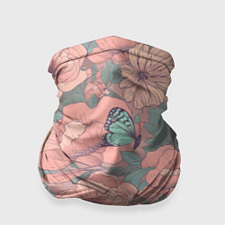 Бандана-труба Паттерн с бабочками и цветами, цвет: 3D-принт