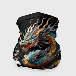 Бандана-труба Дракон на волнах в японском стиле арт, цвет: 3D-принт