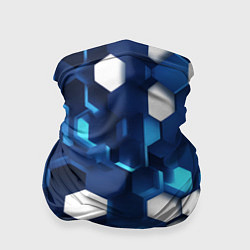 Бандана-труба Cyber hexagon Blue, цвет: 3D-принт