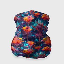 Бандана-труба Футуристические цветы узор, цвет: 3D-принт