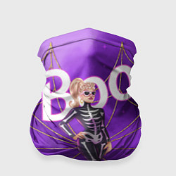 Бандана Барби в костюме скелета: паутина и фиолетовый дым