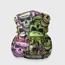 Бандана-труба Разноцветные черепа с короной паттерн, цвет: 3D-принт