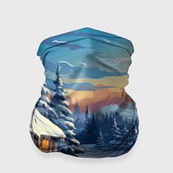 Бандана-труба Зимний новогодний пейзаж, цвет: 3D-принт