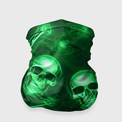 Бандана-труба Зелёные черепа и кости, цвет: 3D-принт