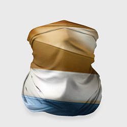 Бандана-труба Золотые и голубые волнистые вставки на белом фоне, цвет: 3D-принт