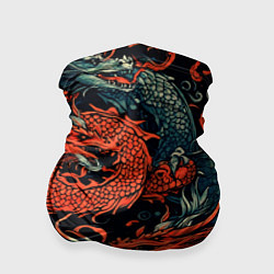 Бандана-труба Красный и серый дракон, цвет: 3D-принт