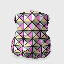 Бандана-труба Геометрический треугольники бело-серо-розовый, цвет: 3D-принт