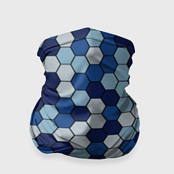 Бандана-труба Камуфляж гексагон синий, цвет: 3D-принт