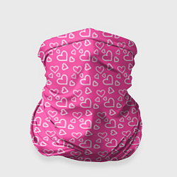 Бандана-труба Паттерн маленький сердечки розовый, цвет: 3D-принт