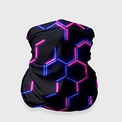 Бандана-труба Сине-розовые неоновые неполные гексагоны, цвет: 3D-принт
