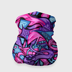 Бандана-труба Узор розово-фиолетовый черепа и сердца, цвет: 3D-принт