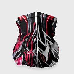Бандана-труба Красно-белая абстракция на чёрном фоне, цвет: 3D-принт