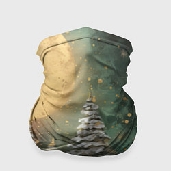 Бандана-труба Большая луна и новогодний лес, цвет: 3D-принт