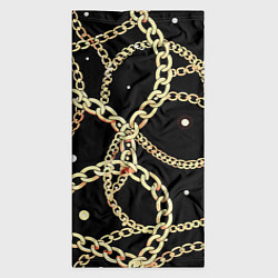 Бандана-труба Золотые цепи на черном - ювелирные украшения патте, цвет: 3D-принт — фото 2