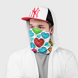 Бандана-труба Сердца нарисованные цветными карандашами, цвет: 3D-принт — фото 2