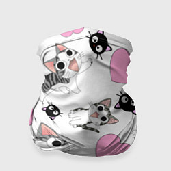 Бандана-труба Влюблённый котик аниме и сердечки, цвет: 3D-принт