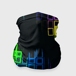 Бандана-труба Разноцветные прямоугольники на чёрном фоне, цвет: 3D-принт