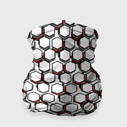 Бандана-труба Киберпанк узор из шестиугольников красный, цвет: 3D-принт