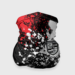 Бандана-труба Логотип Порше на фоне граффити и брызг красок, цвет: 3D-принт
