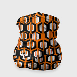 Бандана-труба Техно узор из шестиугольников оранжевый, цвет: 3D-принт