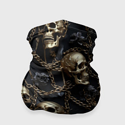 Бандана-труба Прикованные золотой цепью черепа, цвет: 3D-принт