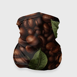Бандана-труба Кофейные зёрна с листьями, цвет: 3D-принт