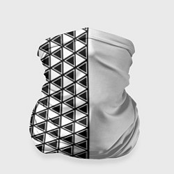 Бандана-труба Чёрные треугольники на белом фоне, цвет: 3D-принт