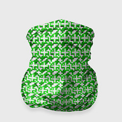 Бандана-труба Белые плюсики на зелёном фоне, цвет: 3D-принт