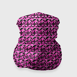Бандана-труба Чёрные плюсики на розовом фоне, цвет: 3D-принт