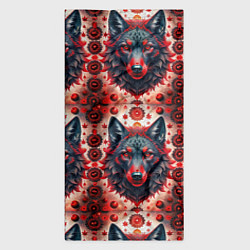 Бандана-труба Серые волки на красном фоне, цвет: 3D-принт — фото 2