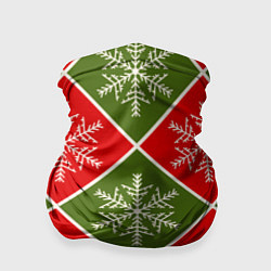Бандана-труба Рождественский паттерн со снежинками в ромбах, цвет: 3D-принт