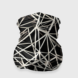 Бандана-труба Белые хаотичные линии на чёрном фоне, цвет: 3D-принт