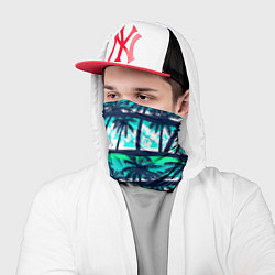 Бандана-труба Тропический франжипани с пальмами, цвет: 3D-принт — фото 2