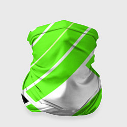 Бандана-труба Зелёные широкие линии на белом фоне, цвет: 3D-принт