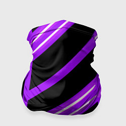 Бандана-труба Чёрно-белые полосы на фиолетовом фоне, цвет: 3D-принт