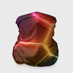 Бандана-труба Радужные неоновые плиты в разломе, цвет: 3D-принт