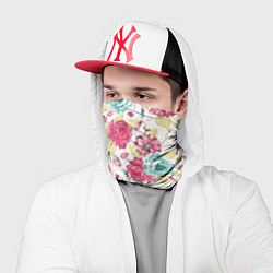 Бандана-труба Розы красные и бирюзовые, цвет: 3D-принт — фото 2