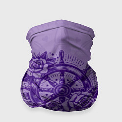 Бандана-труба Штурвал в розах, цвет: 3D-принт