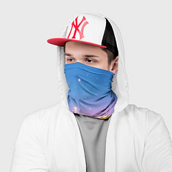 Бандана-труба Золотые шарики на голубом фоне, цвет: 3D-принт — фото 2