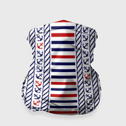 Бандана-труба Полосатый морской орнамент с якорями, цвет: 3D-принт