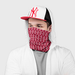Бандана-труба Красно белый геометрический узор ретро, цвет: 3D-принт — фото 2