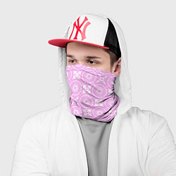 Бандана-труба Бело розовый ажурный кружевной узор, цвет: 3D-принт — фото 2