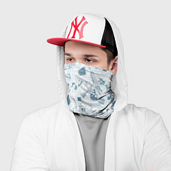 Бандана-труба Мемфис синий с серым клетчатый геометрический узор, цвет: 3D-принт — фото 2