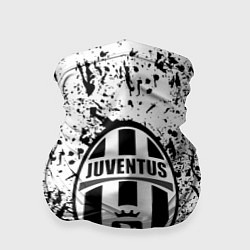 Бандана-труба Juventus черные краски штрихи, цвет: 3D-принт
