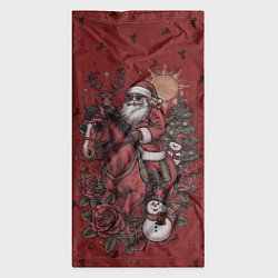 Бандана-труба Санта Клаус на красном коне верхом, цвет: 3D-принт — фото 2